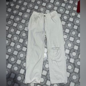 Ripped straight leg jeans